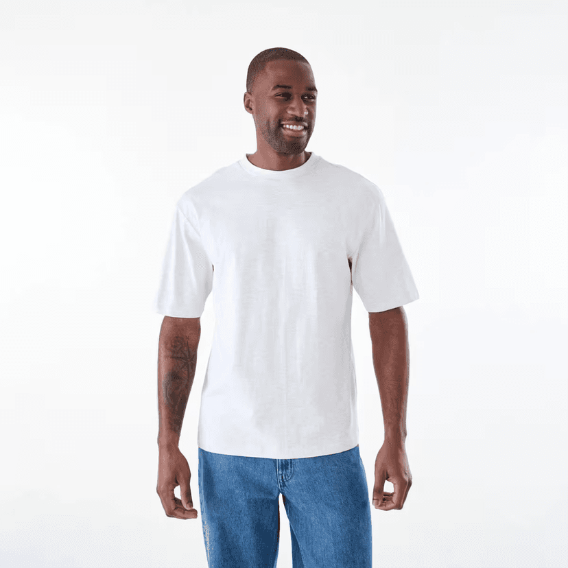 Men Round Neck Pure Cotton T-shirt